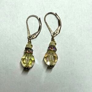 Silpada Yellow Sterling 925 Drop Dangle Earrings Glass Crystal